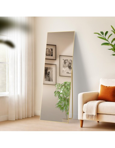 Gulvspejl i metal og glas H150 x B50 cm - Mat guld