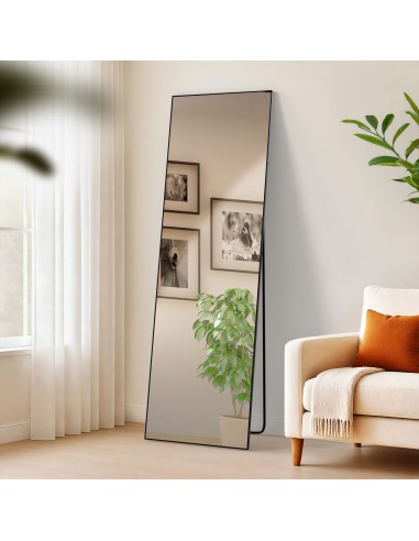 Gulvspejl i metal og glas H160 x B50 cm - Mat sort