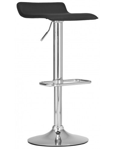 Barstol i metal og PU-læder H65 - 85 cm - Krom/Sort