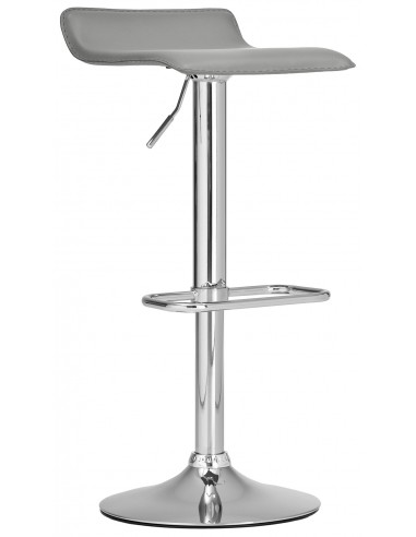 Barstol i metal og PU-læder H65 - 85 cm - Krom/Grå
