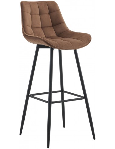 Barstol i metal og velour H106 cm - Sort/Brun