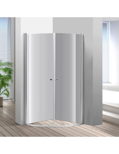 Buet brusehjørne med ramme 90 x 90 x 190 cm - Krom/Klar