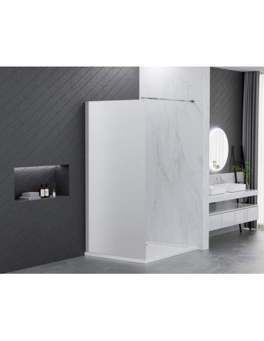 Brusevæg med ramme 80 x 190 cm - Krom/Frostet