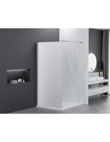 Brusevæg med ramme 90 x 190 cm - Krom/Frostet