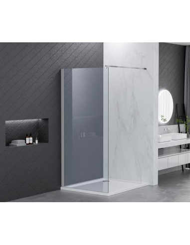 Brusevæg med ramme 70 x 190 cm - Krom/Klar