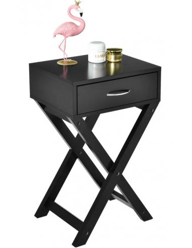 Sengebord med skuffe i møbelplade H65,5 x B40 cm - Sort