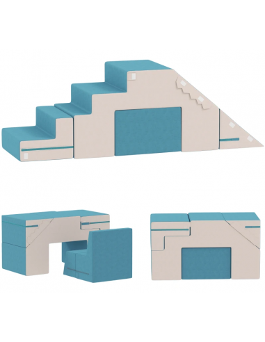 Tumlemøbler i velour - Blå/Beige