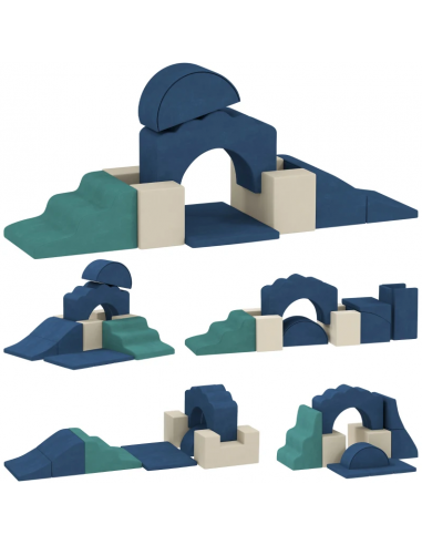 Tumlemøbler i velour - Blå/Beige/Grøn