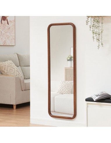 Vægspejl i paulowniatræ og glas H120 x B40 cm - Brun