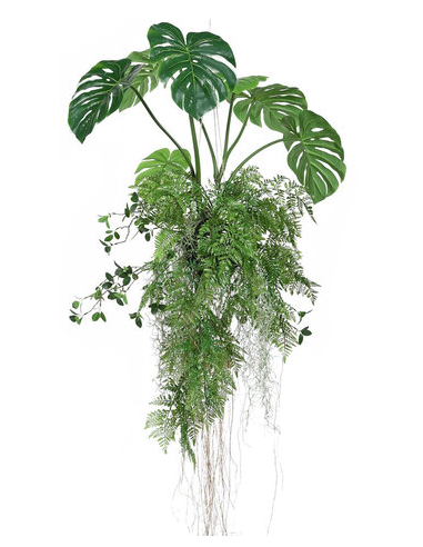 Kunstig hænge Monstera og bregne deluxe plante H100 cm