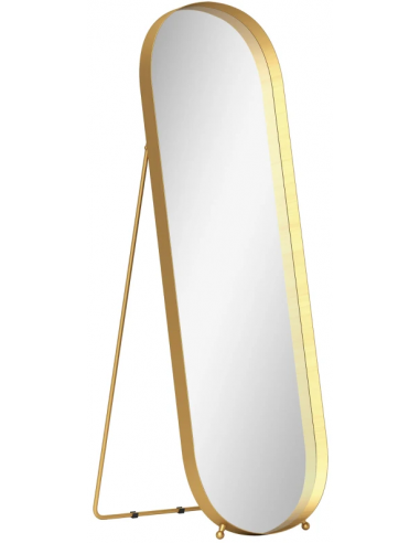 Gulvspejl i stål og glas H160 x B50 cm - Guld