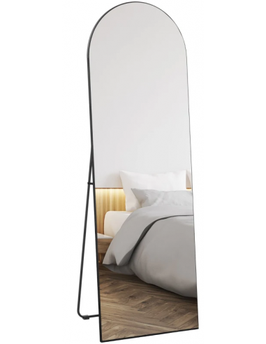 Gulvspejl i aluminium og glas H150 x B50 cm - Sort