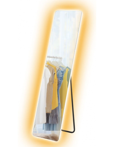 Gulvspejl med lys og touch i glas H150 x B40 cm