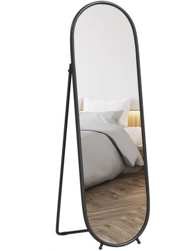 Gulvspejl i aluminium og glas H160 x B40 cm - Sort