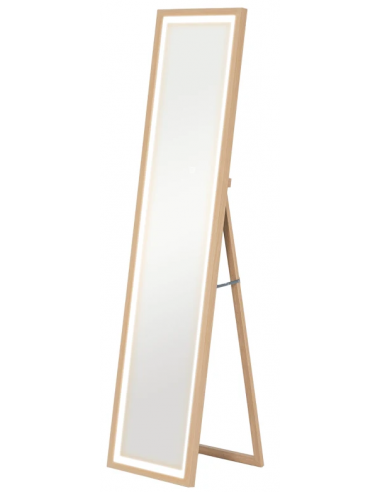 Gulvspejl i MDF med lys og touch H160 x B40 cm - Eg