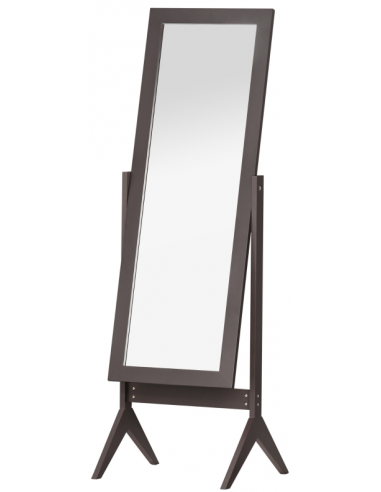 Gulvspejl i MDF og glas H148 x B47 cm - Kaffebrun