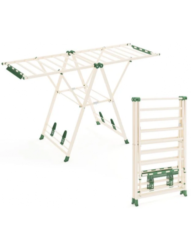 Tørrestativ i stål og kunststof B163 cm - Beige/Grøn
