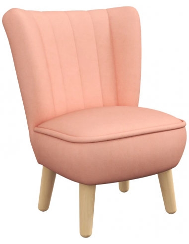 Lænestol til børn i træ og velour H56,5 cm - Natur/Pink