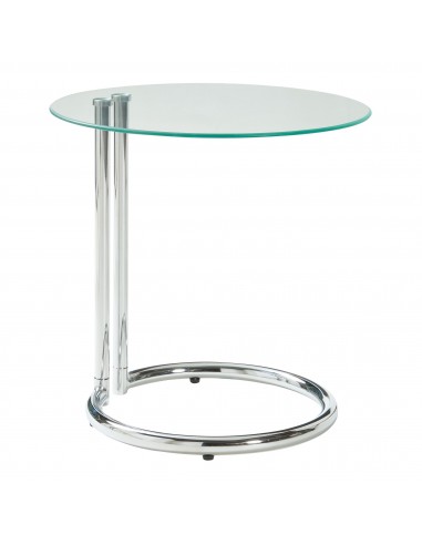 Rundt sidebord i metal og glas H46 x Ø44,5 cm - Krom/Klar