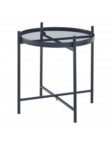 Rundt sidebord i metal og glas H46 x Ø41,5 cm - Sort/Klar