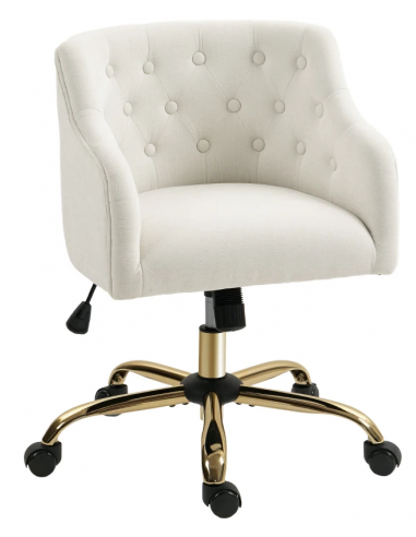 Kontorstol i linned H73 - 81 cm - Guld/Beige