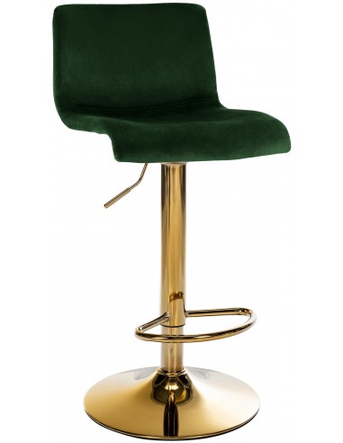 Barstol i metal og velour H83 - 104 cm - Guld/Grøn