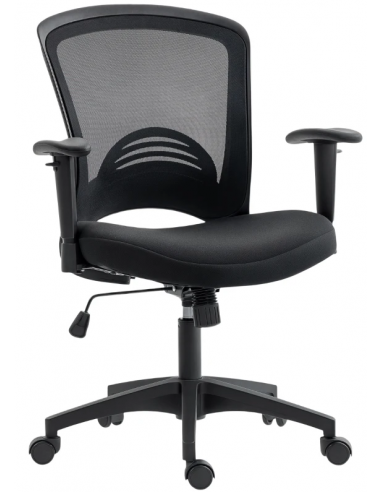 Kontorstol i kunststof og polyester H92,5 - 102,5 cm - Sort