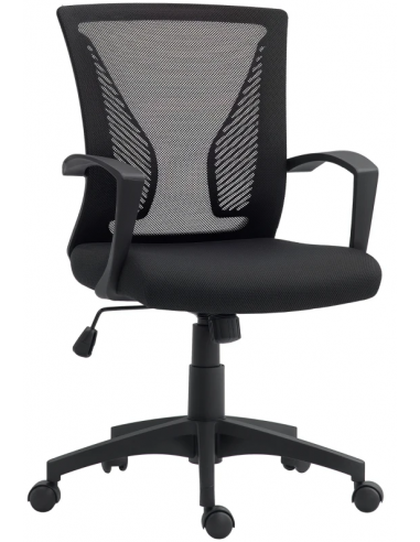 Kontorstol i kunststof og polyester H92 - 102 cm - Sort