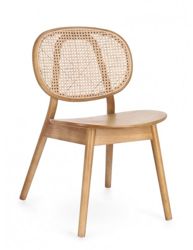 OLIS Spisebordsstol i elmetræ og rattan H81 cm - Natur