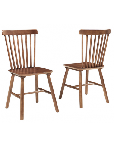 Sæt med 2 x spisebordsstole i gummitræ H89 cm - Valnød