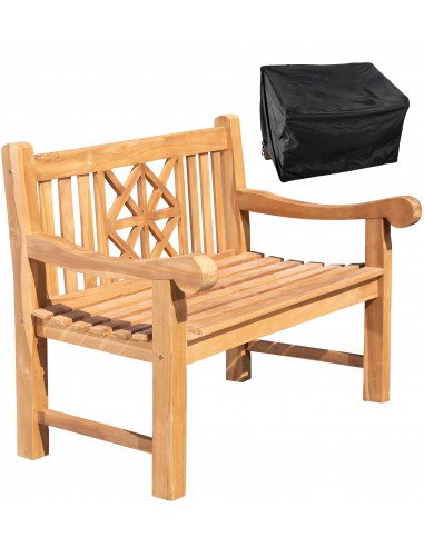 Havebænk med ryglæn i teaktræ + cover B120 cm - Teak