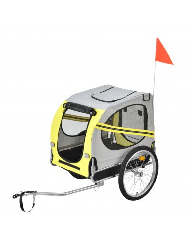 Cykelanhænger til hund i stål, PVC og polyester - Sort/Gul
