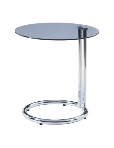 Rundt sidebord i metal og glas H46 x Ø44,5 cm - Krom/Grå