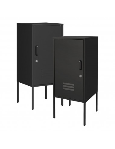 Sæt med 2 x sengeborde i stål H82 x B35 x D35 cm - Sort