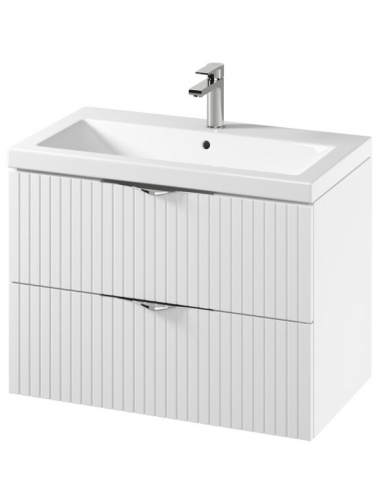 TIRSO Komplet badmiljø i MDF og keramik B80 cm - Mat hvid