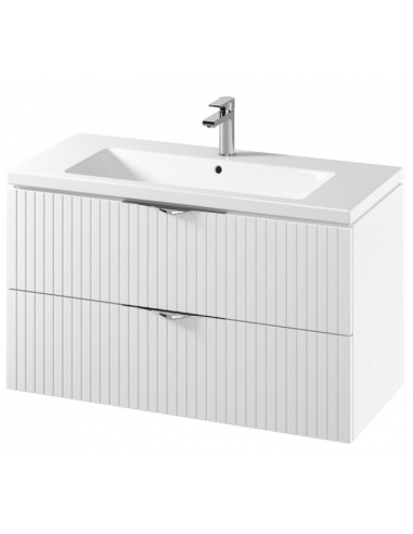 TIRSO Komplet badmiljø i MDF og keramik B100 cm - Mat hvid