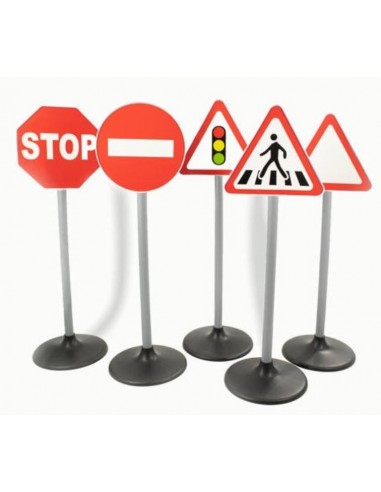 Trafik skilte til børn i kunststof H72 cm - Grå/Rød