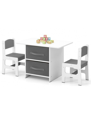 Legebord med stole til børn i MDF og fyrretræ - Hvid/Grå