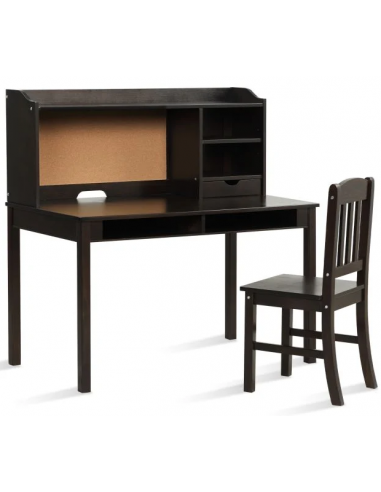 Skrivebord med stol til børn i MDF og fyrretræ - Brun