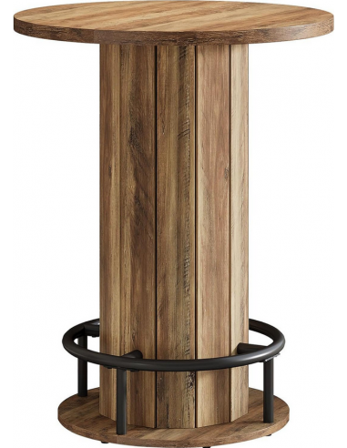 Barbord i træ og metal H100 x Ø80 cm - Sort/Rustik brun