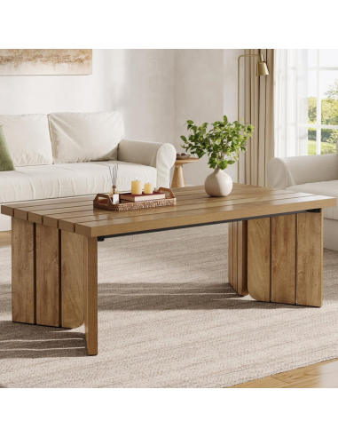 Sofabord i metal og møbelplade 120 x 65 cm - Sort/Naturbrun