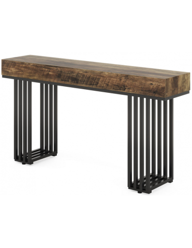Konsolbord i metal og møbelplade 140 x 30 cm - Sort/Brun