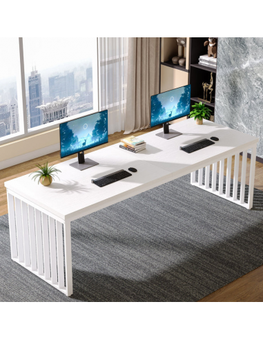 Skrivebord i metal og møbelplade 180 x 60 cm - Hvid