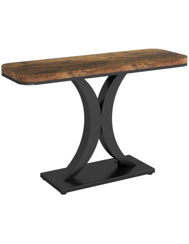 Konsolbord i metal og møbelplade 100 x 30 cm - Sort/Brun