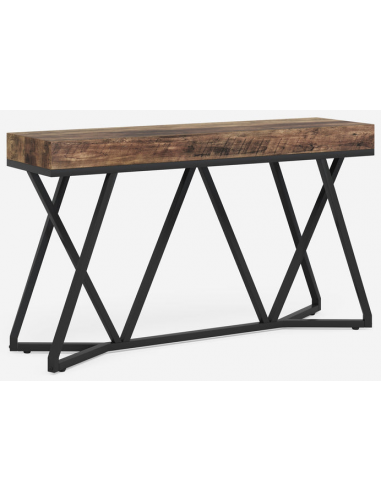 Konsolbord i metal og møbelplade 140 x 30 cm - Sort/Brun