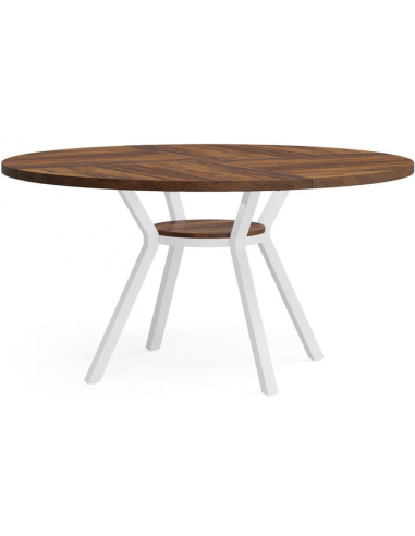 Rundt spisebord i metal og møbelplade Ø120 cm - Hvid/Brun