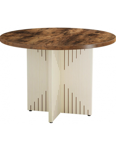 Rundt spisebord i møbelplade Ø100 cm - Antik creme/Brun