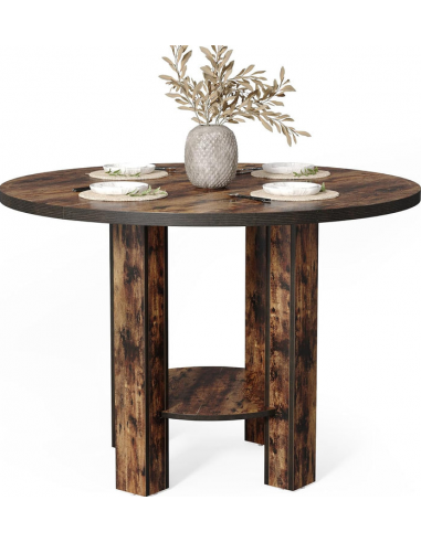 Rundt spisebord i MDF og møbelplade Ø100 cm - Sort/Brun