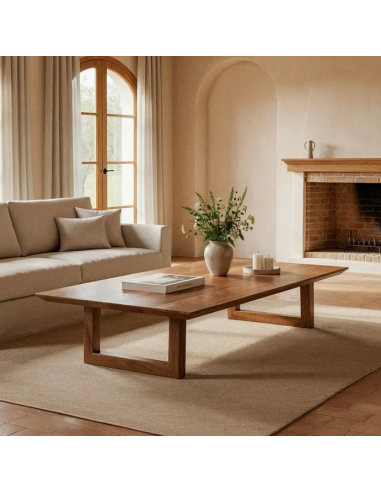 Stort sofabord i akacietræ 150 x 70 cm - Brun