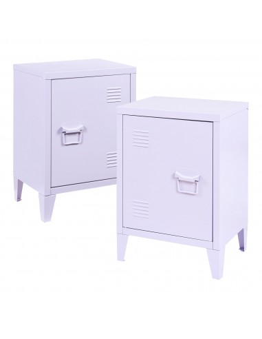Sæt med 2 x sengeborde i stål H57 x B40 x D30 cm - Lilla